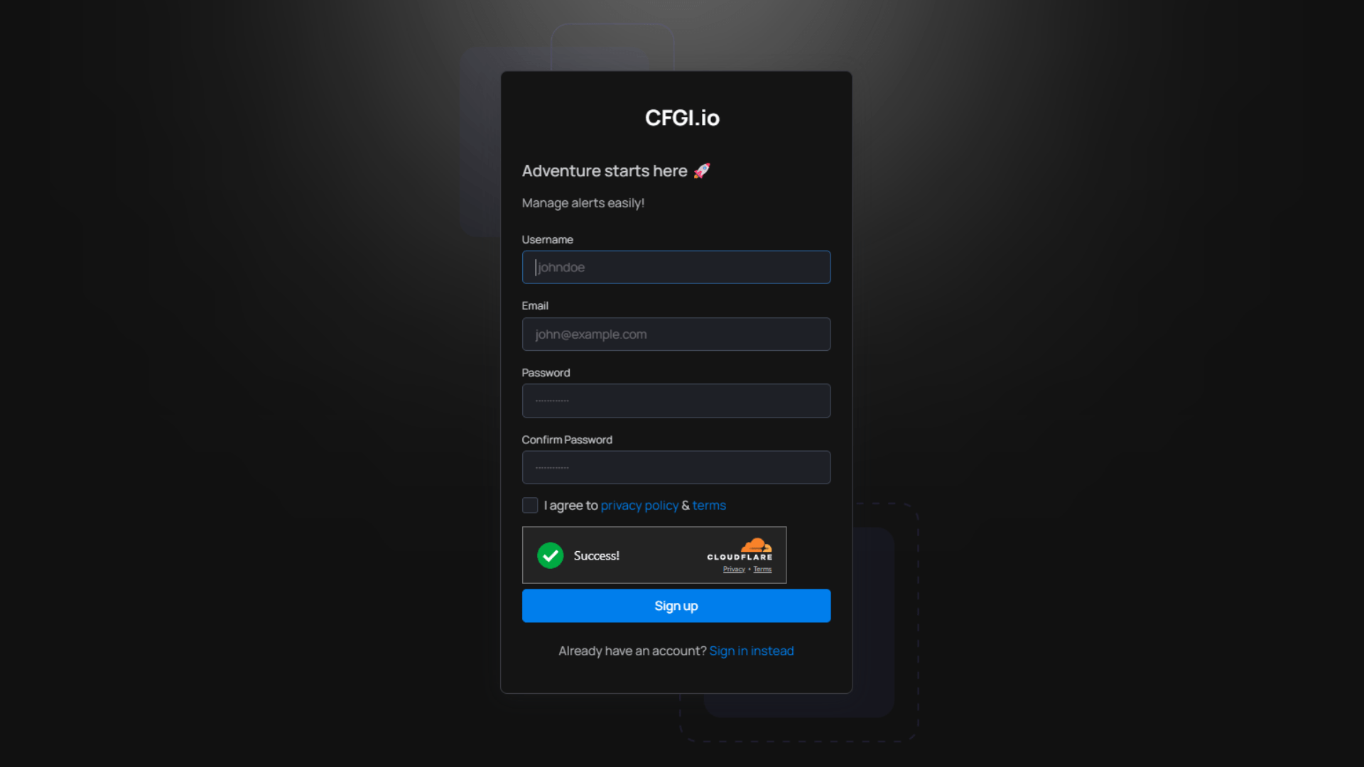 Sign up at CFGI.io